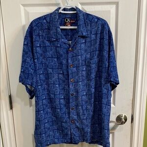 Vintage Quiksilver Shirt Men’s XL Blue Geometric Hawaiian USA Button Up Adult